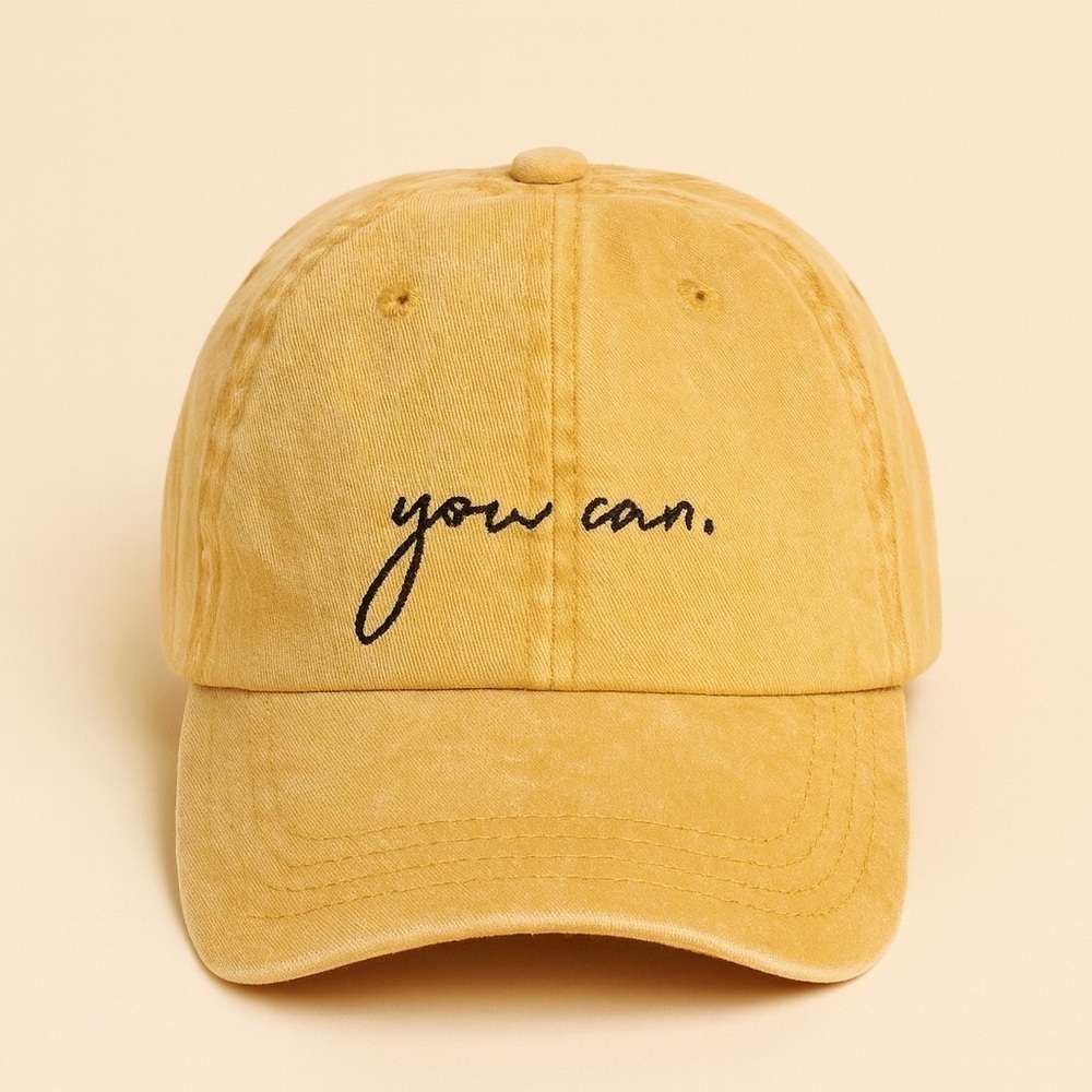 Nissi Mustard Yellow “You Can” Embroidered Adjustable Cap